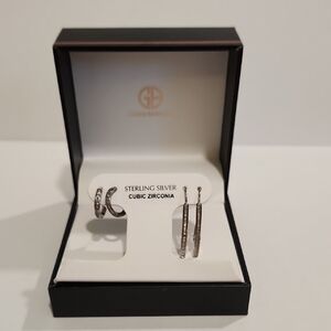 Giani Bernini SterlingcSilver Hoop Earrings with Cubic Zirconia